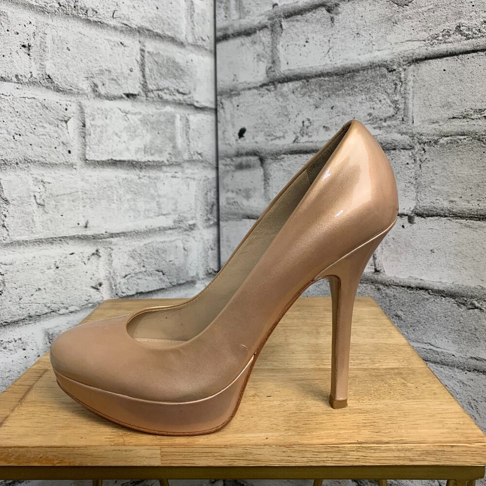 Joan & David Platform Pumps 7 Flipp Pink Champagne Patent Leather Evening Prom